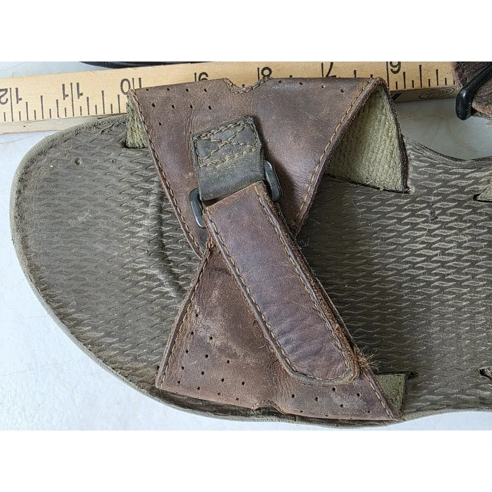 Vtg Frye Leather Fisherman Sandals Brown Adjustable Hook Loop Mens 10.5 Est